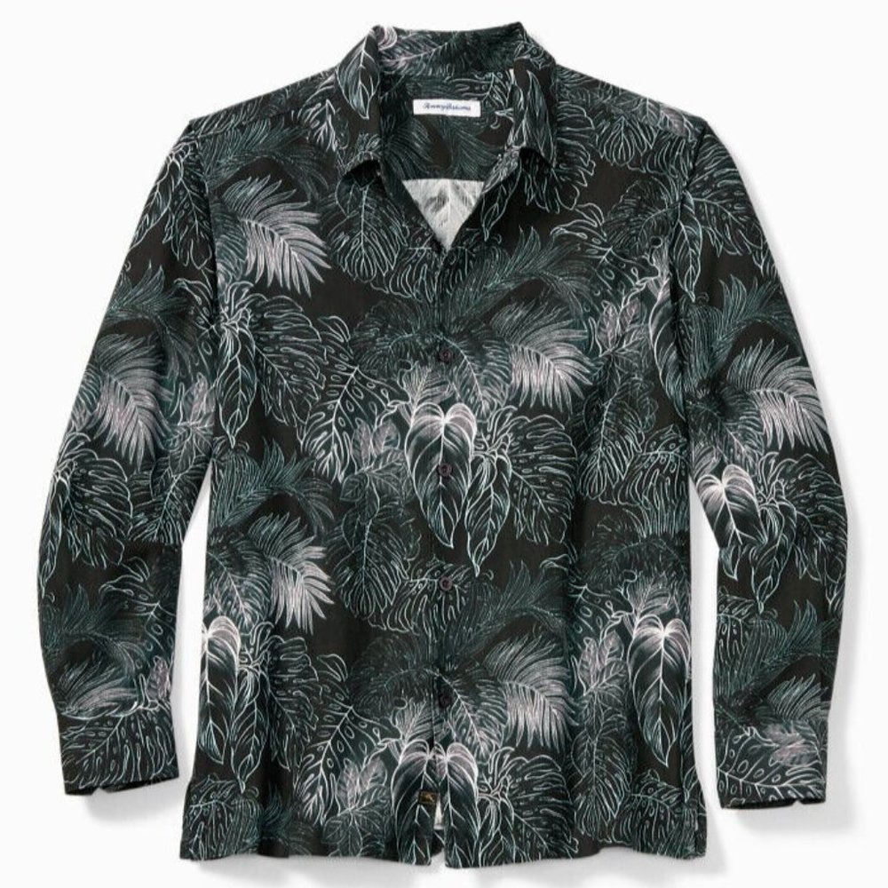 Tommy Bahama Mens Luminescent Fronds Silk Hawaiian Shirt Button Down 2XLB $168